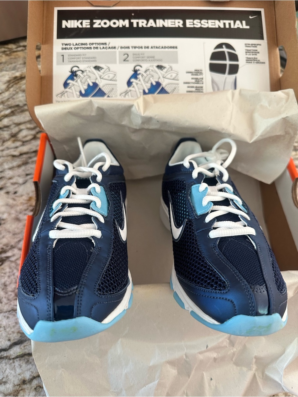 Nike Zoom Trainer Essential Women's 6.5 Navy Blue 324514-411 w/ Box
